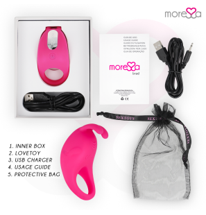 MORESSA Brad oplaadbare siliconen penisring roze 39 mm – foto 6