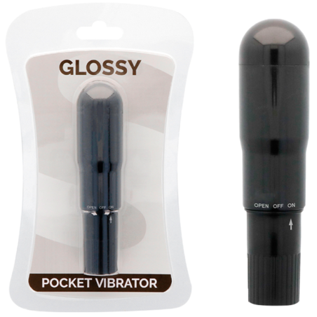 Glossy zwarte zakvibrator 25 mm – compacte vibrator