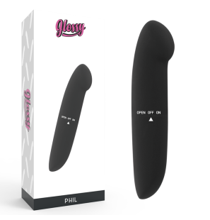 Vibromasseur noir GLOSSY Phil de 13 cm – photo 1