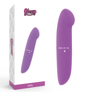 Wibrator Glossy Phil 13 cm, liliowy – zdjęcie 1