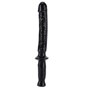 GET REAL Manhandler – realistyczne dildo 38 cm z uchwytem, czarne – zdjęcie 2