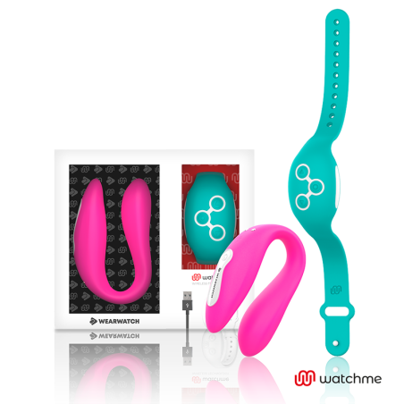WatchMe dubbele technologie vibrator met afstandsbediening fuchsia en aquamarijn