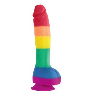 PRIDE siliconen dildo 19 cm met LGBT-vlagdesign