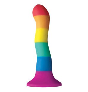 Pride silicone dildo, 17 cm, with LGBT flag design – image 1