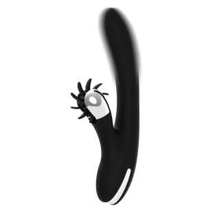 Vibromasseur rabbit rechargeable en silicone, noir et argent – photo 3