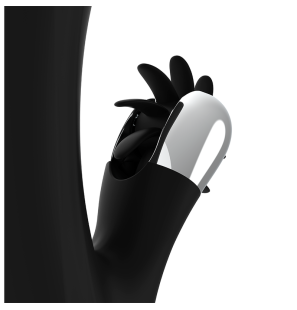 Vibromasseur rabbit rechargeable en silicone, noir et argent – photo 7