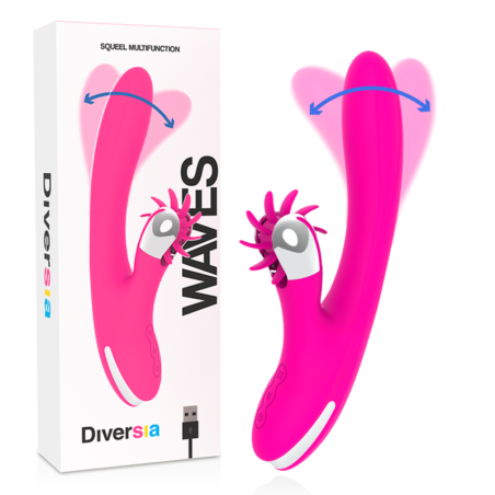 DIVERSIA Rabbit-Vibrator aus Silikon, 24 cm, wiederaufladbar und wasserdicht