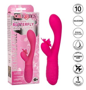 Calexotics Vlinderkus Flutter Pink Rechargeable Silicone Rabbit Vibrator – image 2