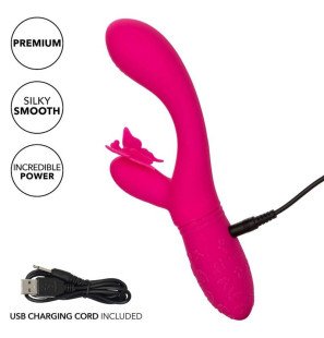 Calexotics Vlinderkus Flutter Pink Rechargeable Silicone Rabbit Vibrator – image 4