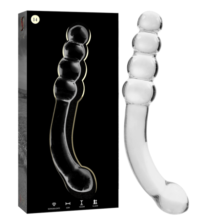 Glazen dildo 18,5 cm van borosilicaatglas in transparant of roze