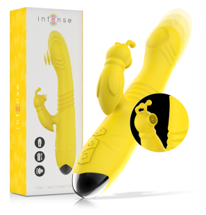 INTENSE TOKY wiederaufladbarer Vibrator mit Klitorisstimulator, gelb – Bild 1