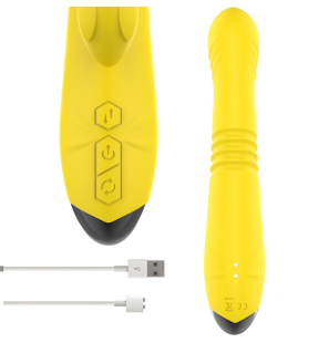 INTENSE TOKY wiederaufladbarer Vibrator mit Klitorisstimulator, gelb – Bild 4