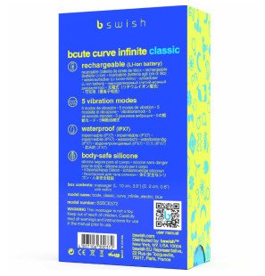 B SWISH BCute Curve Infinite ładowany wibrator silikonowy, niebieski – zdjęcie 5