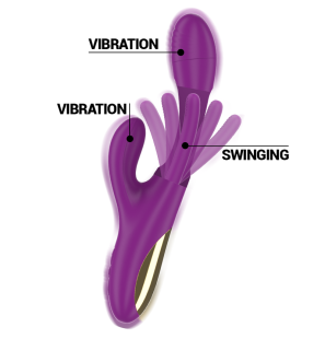 Paarse oplaadbare multifunctionele vibrator met 7 trillingen en oscillerende tong – foto 3