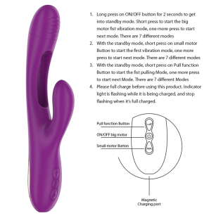 Violetter aufladbarer Multifunktionsvibrator mit 7 Vibrationsstufen und oszillierender Zunge – Bild 5