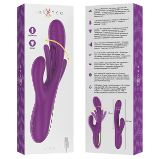 Paarse oplaadbare multifunctionele vibrator met 7 trillingen en oscillerende tong – foto 7