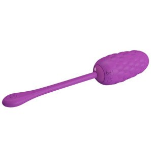 Rechargeable Textured Silicone Vibrating Egg – Purple – image 2