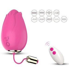 Vibrating egg with G-spot stimulation and remote control, fuchsia – image 1