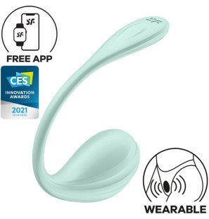 Satisfyer, stimulateur lisse du point G avec commande par application, vert d’eau – photo 1