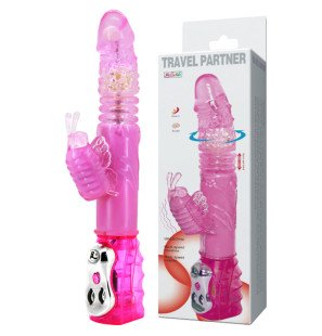 BAILE roterende rabbit vibrator met op-en-neegbeweging, roze, 18,5 cm – foto 2