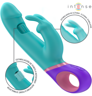 Intense Mónica rabbit vibrator with rotating G-spot stimulator, blue – image 1