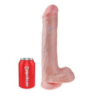 KING COCK - REALISTISCHE DILDO MET TESTIKELS EN ZUIGNAP 38 CM VLEESKLEURIG