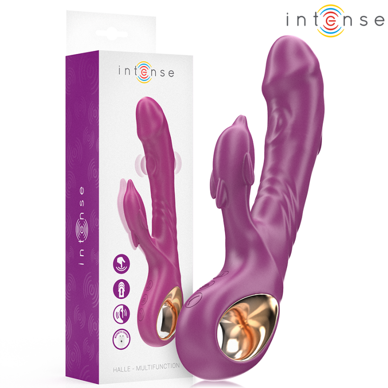 Paarse multifunctionele vibrator met stimulerende tong Halle – foto 1