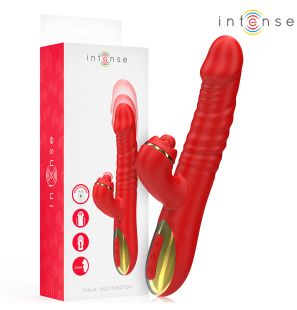 Roter Vibrator mit Vibration, Schubbewegungen und Klopfen von Intense – Bild 1