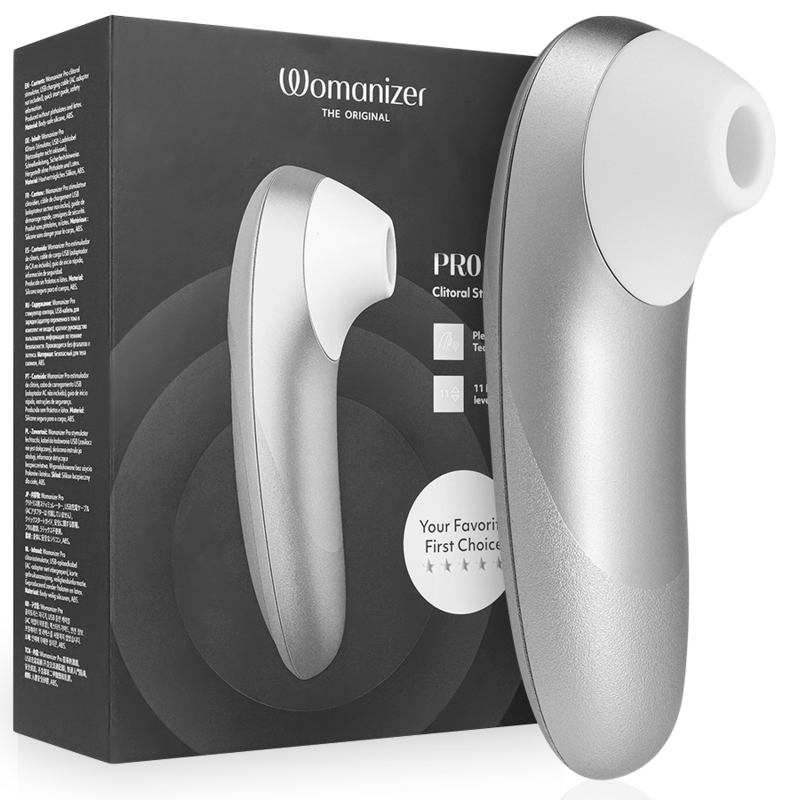 Womanizer Pro clitorisstimulator met vibratie in zilvergrijs – foto 1