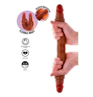 Get Real dwustronny silikonowy dildo z ruchomym napletkiem 40 cm – zdjęcie 2
