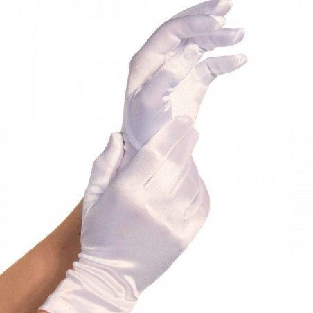 Leg Avenue witte satijnen handschoenen