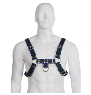 Harnais de poitrine en cuir pour homme, bleu et noir – photo 1