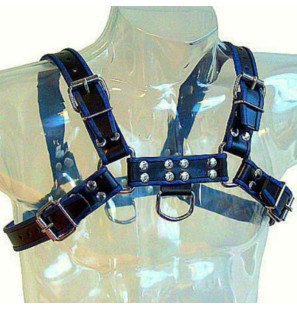 Leather Chest Harness for Men in Blue and Black – image 2