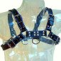 Harnais de poitrine en cuir pour homme, bleu et noir – photo 2