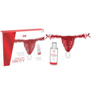 Rote Brazilian-Panty mit Perlen und Erdbeer-Gleitgel 50 ml – Bild 3