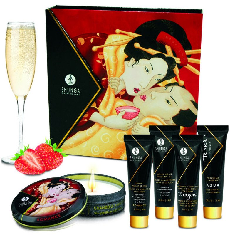 SHUNGA Massageöl mit Erdbeere und Cava 10 ml