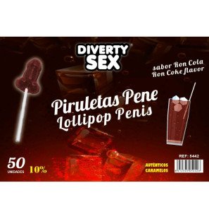 Sucettes en forme de pénis goût cola et 10% d’alcool Diablo Goloso, 50 pièces – photo 1