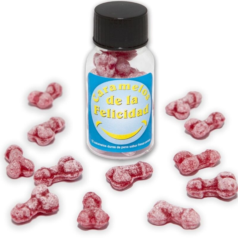 Diablo Picante penisvormige geluksnoepjes met aardbei en kers, 12 stuks – foto 1