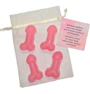 Vier mini duftende Seifen in Penisform, rosa – Bild 1