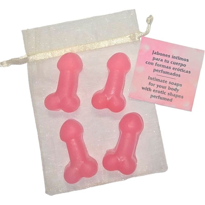 Vier mini duftende Seifen in Penisform, rosa – Bild 1