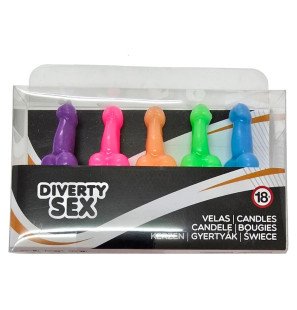 Diablo Picante penis-shaped candles in 5 different colours – image 1