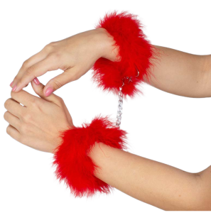 Menottes rouges à plumes de marabout de Secretplay – photo 1