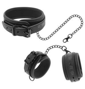 Vegan Leather Collar and Cuffs with Neoprene Lining – image 1