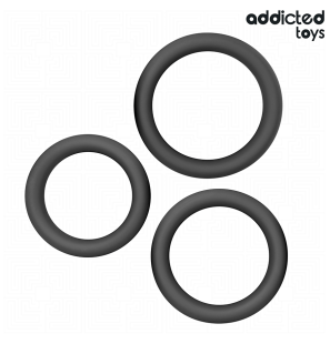 Zestaw płaskich silikonowych pierścieni erekcyjnych Addicted Toys, 3 rozmiary – zdjęcie 1
