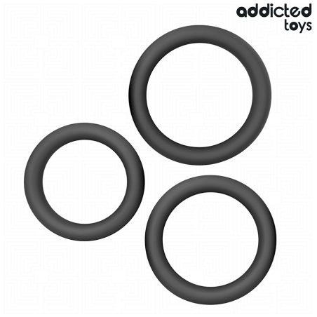 Addicted Toys Silikon-Penisring-Set mit 3 flachen Ringen in verschiedenen Größen