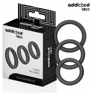 Zestaw płaskich silikonowych pierścieni erekcyjnych Addicted Toys, 3 rozmiary – zdjęcie 2