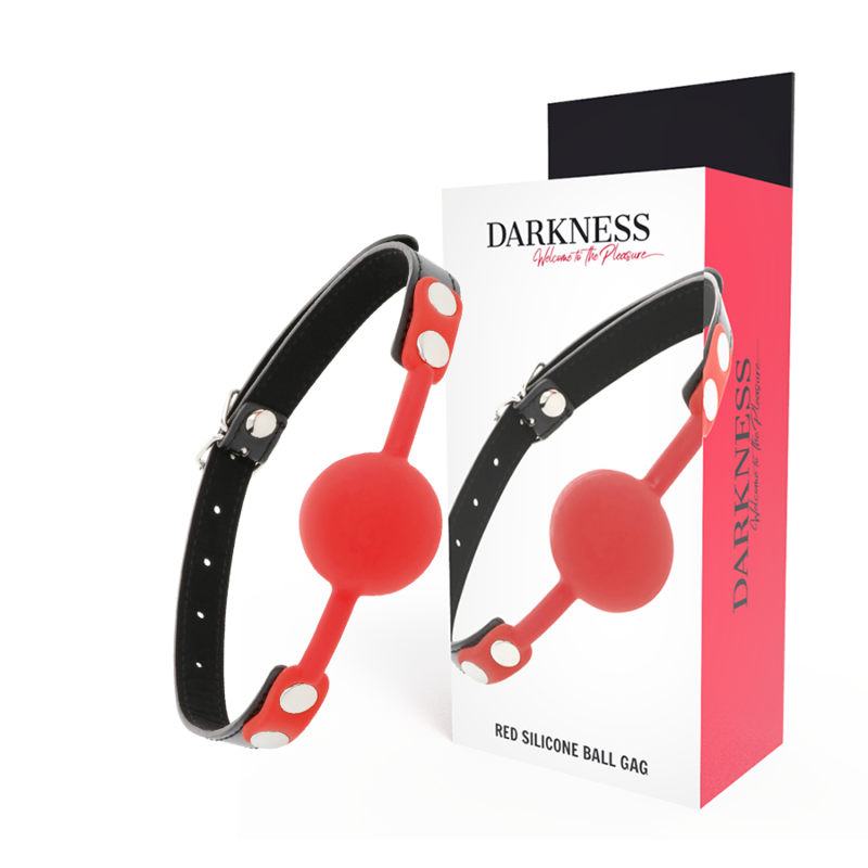 Red silicone gag for adults by Darkness – image 1