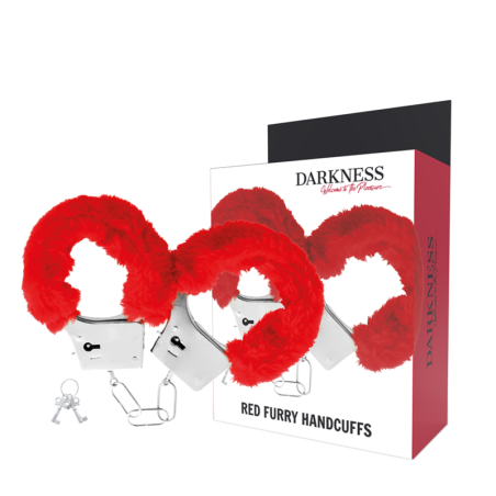 DARKNESS metalen handboeien met rode voering