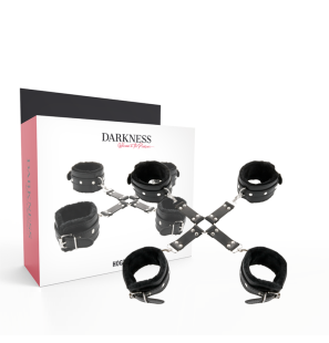 Black leather hand and foot cuffs for adults – image 1