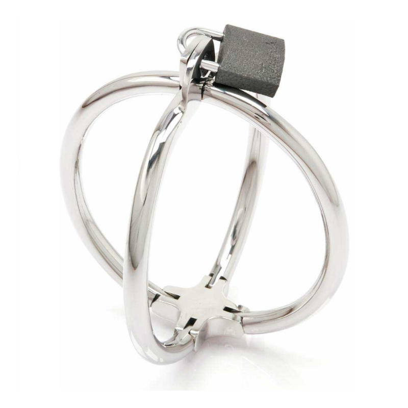 Kajdanki ze stali nierdzewnej z wzorem criss-cross 9 cm – zdjęcie 1